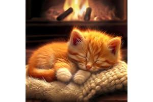 DOMROM Chat Diamond Painting Kit Adulte, 5D Diamant Painting Complet Ronde Diamond Peinture Art Images, DIY Strass Point de Croix Peinture Débutant pour Murale Maison Décoration 30x30cm