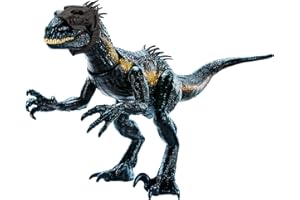 Mattel Jurassic World Dino Trackers Track 'n Attack Indoraptor, Dinosaur Toy with Sound, Lights, Motion and 3 Attack Features, Tracking Gear, Digital Play Options, Toys for Ages 4 and Up, HKY12