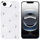 Coverzone Apple iPhone 17E ile uyumlu Kılıf Airbag K&ouml;şeli 2mm Kamera &Ccedil;ıkıntı Korumalı Simli Şeffaf Baskılı Z-Kutup Kapak Lale