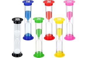 TeacherFav Sand Timer for Kids Set of 6 Small Colorful Hourglass Acrylic Covered Clock 30Sec 1Min 2Min 3Min 5Min 10Min for Classroom, Home & Kids Room