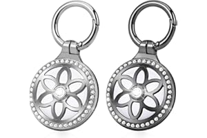 Apple Airtag Schlüsselanhänger - ONEONTA AirTag Hülle mit Schlüsselanhänger - Funkelnd Air Tag Hülle für Apple Airtag Anhänger, Ganzkörper Kratzfest (Silber+Schwarz)