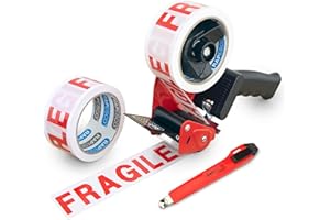 Rapesco 1618 Germ-Savvy Antibactérien 960 Dévidoir de Ruban Adhésif avec 2 Rubans d'Emballage "FRAGILE"