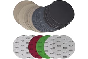 HEOZHUYI 30 Pezzi Dischi Abrasivi Rotondi, Orbitali, ad Acqua o asciutti 125 mm, per Auto, Legno, Vetro, Metallo, Grana 1000/1500/2000/3000/4000/5000