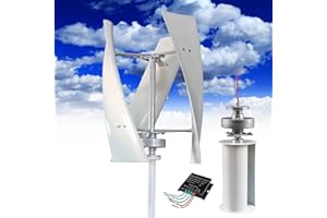 Fablestoryem Generatore Eolico Verticale da 14000W Kit Energia Eolica 12V 24V 48V 110V 220V 3 Pale con Controller Kit Turbina Eolica per Integrazione Energetica Domestica,White-24V