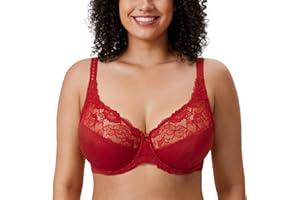 DELIMIRA Femme Soutien Gorge Grande Taille Minimiseur avec Armature Dentelle Non Rembourré