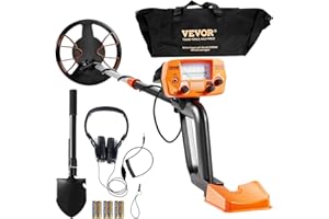 VEVOR Détecteur de Métaux pour Adultes Enfants 20,3 cm Détecteur de Métaux Professionnel Réglable Bobine Étanche IP68 Écran LCD Puce DSP Avancée Léger pour Recherche Pièces d'or et Chasse aux Trésors