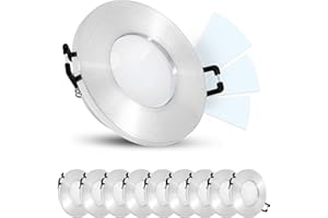 ‎LINOVUM linovum 10 Stück ISASO Bad Einbauleuchten Set IP65 mit fourSTEP Dimmen ohne Dimmer - LED GU10 5W neutralweiß 230V rund Alu