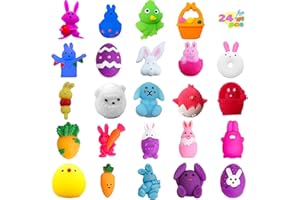 Amyang 24Pcs Easter Mochi Squishy Toys Stress Relief Squishies for Kids Boys Girls Toddlers Easter Basket Stuffers Egg Fillers Gifts Party Favors