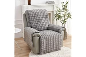 NIKSHI Sofa Armlehnenbezüge, Sesselschoner Sesselauflage, Fernsehsessel Schutzbezug Anti-Rutsch, Block Angeschlossene Sofamatte für Zuhause mit Kindern und Haustieren Hund,Grau-1 Sitz(53 * 190cm)