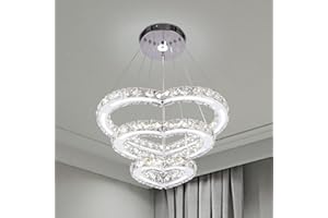 ‎FRIXCHUR FRIXCHUR Moderne LED Kronleuchter Kristall Pendelleuchte Esstisch Schlafzimmer Esszimmer Wohnzimmerlampe Kristall Deckenleuchte Hängelampe Deckenbeleuchtung Herzförmig(Kaltes Weiß)