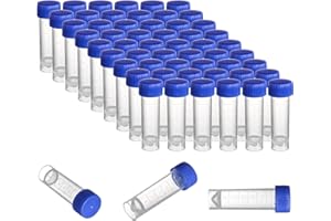 ZENFUN Set of 100 Plastic Test Tubes with Lids, 5 ml Graduated Shot Tubes with Screw Caps Small Vials Container for Liquid, Laboratory, School