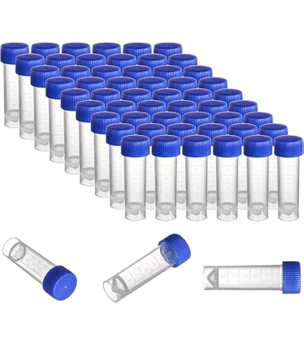 PATIKIL Provette Criogeniche In Plastica PP Da 10 Ml Con Tappo A Vite - 36 Pezzi, Trasparenti, Tappo Rosso, Per Laboratorio - 4