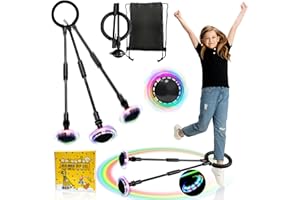 TZEKING Cheville Skip Ball avec Compteur,Anneau de Saut de Cheville,Pliable Anneau de Saut de Cheville,Coloré Anneau de Saut Clignotant,Flash Saut Anneau Ball (sans écran-Noir)