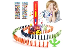 BARVERE Domino Zug Spielzeug mit 80 Pcs Dominosteine, Domino Train für Mädchen und Jungen ab 2 Jahren, Automatische Platzierung von Domino Express -Violett