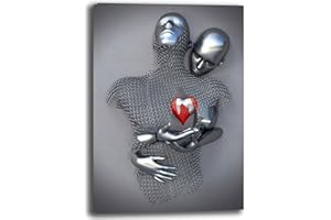 PRINTERLAND Quadro Moderno Soggiorno Verticale Coppia Cuore Astratto Amore Quadri moderni da Parete Salone grande Stampa su tela Canvas Decorazione Murale muro Arredo Camera da letto Cucina (70x100 cm, 3)