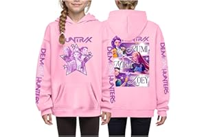 Genérico Sudadera con Capucha KPOP para niñas, Moda Anime con Estampada de Demon música Hunters Manga Larga Sudaderas con Capucha Estilo Y2K para Edades de 4 a 14 años