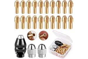 SAMULEE Omsscun 23PCS 4486 Multi Chuck Set, Drill Chuck Collet Set, 0.8-3.2mm Replacement Keyless Quick Change Rotary Tool with Replacement 4485 Brass Collet Metal Nut
