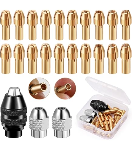 10x Brass Drill Chuck Collets For Dremel Rotary Tools - 0.5mm To 3.2mm Adapter Set