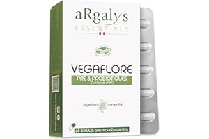 Probiotiques Ferments Lactiques | 30 Milliards d'UFC/jour | Prébiotiques | Bactéries actives | Flore intestinale | 60 Gélules Gastro-Résistantes | Vegan | Argalys Essentiels