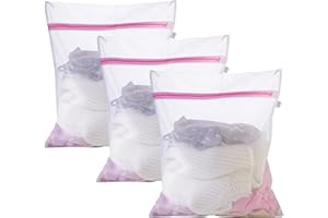 KERUTO Mesh Laundry Bags, 3pcs, Washing Machine Bags, Laundry Bags with Zips,Reuseable Washing Machine Bag, Durable and Convenient for Various Garments