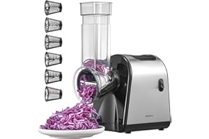 REEMIX Electric Cheese Grater, Electric Food Grater with 6 Interchangeable Blades – Slicing, Shredding & Zesting | Stainless Steel Blades, Fast, Effortless Meal Prep for Home Cooks