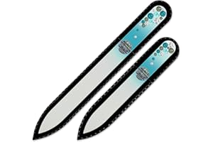 Mont Bleu Lima de Uñas de Cristal decoradas con cristales - conjunto de 2 - vidrio templado checo auténtico - Fabricado a mano en la República Checa