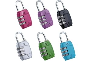EASYKEENECOM 6 Pezzi Lucchetto Combinazione Piccolo, 3 Cifre Lucchetto Valigia Lucchetti Armadietto Palestra, Lucchetto con Combinazione per Bagagli Esterno Valigia Palestra