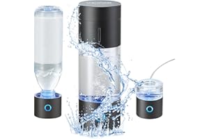 VEVOR Bouteille d’Eau Enrichie en Hydrogène 230 mL, Générateur d’Eau Hydrogénée Portable, Technologie SPE, Ioniseur d'Eau avec Tube d'Inhalation Nasale et Autonettoyant, Tasse de Santé en Verre