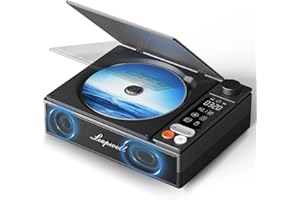 Lettore CD Portatile, Leapwell Lettore CD con Bluetooth Altoparlanti HiFi All'interno, Lettore CD Retrò Audio Compatto Ricaricabile con Schermo LCD Radio per Cuffie Supporta AUX USB Ottico Nero