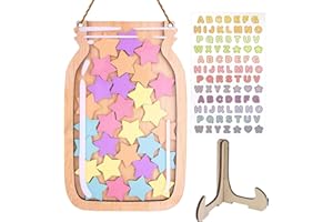 KUNAXKU Système de Récompense pour Enfants avec 30 Étoiles, Bocal en Bois pour Étoiles pour la Classe et la Maison,Bocal de Motivation pour Bon Comportement à l'École et en Famille, Bocal de Recompense Enfant