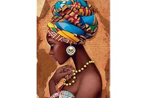 YSCOLOR Diamond Painting 5D Complet Diamant Peinture Rond Fantaisie Femmes Africaines Mosaïque Diamant Broderie Strass Portrait Diamant Photos 30X40Cm