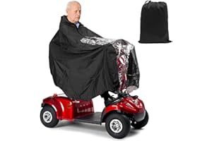 FONWUJIOT Universal Elektromobil Poncho - Regencape mit Kapuze und Durchsichtigem Panel zum Regenschutz - Regencape, Wasserdicht und Winddicht, Regenponcho für Seniorenmobil, Elektromobil, Rollstühle(Schwarz)