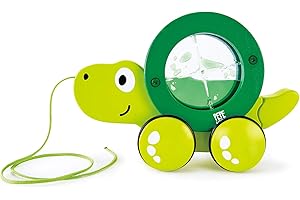 Hape Tortue Jouet en Bois Enfant 1 an - Jouet à Tirer et Pousser - Motricité, Imagination & Dextérité de l'Enfant - Jouet 12 mois et plus 100% Sûre - Avec Ficelle Facile à Saisir par les Petits
