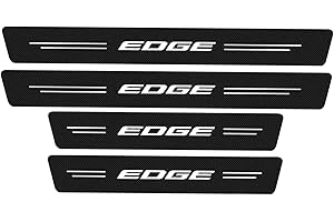 EAGLEG 4pcs Car Outer Door Sill Protector Kick Plates for Fo-rd Focus Fiesta Kuga Fusion Edge ST-Line S-max ST, Carbon Fiber Accessories Scuff Guard Threshold Cover Pedal, Trim Non-Slip, Edge