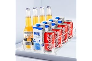 LEIKOSUP Automatico Dispenser Lattine Frigorifero Organizer, Birra Lattina Organizzatori per Frigo Cucina, Supermercato, Dispensa, 3 File da 31 cm, capacità Massima: 12 lattine, Bianco