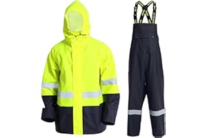 Navis Marine Combinaison de Pluie Homme Imperméable - Veste et Pantalon avec Capuche, pour travail, pêche, chasse et activités extérieures WS-003