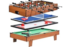 ‎GOPLUS GOPLUS 4 in 1 Spieltisch, Tischkicker & Tischtennis & Tischhockey & Billardtisch, Multifunktionstisch mit Komplettem Zubehör, für Spielzimmer, Bars und Partys, für Kinder Erwachsene
