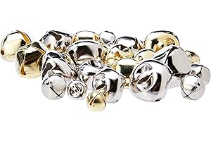 CREATION STATION Artstraws CT2257 Jingle Bells, Gold & Silver, 7 Sizes 8 to 10mm to 25mm (50 pcs)