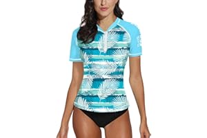 BesserBay Women Rash Guard Shirt Short Sleeve 1/4 Zip Swimming Tops for Women Quick Dry Swimsuits UPF 50+ S-XXL