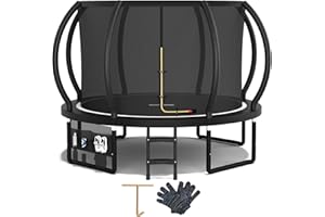Devoko Cama Elástica Exterior para Niños Ø 228/305/366/427 cm, Trampolín Exterior de Jardín Calabaza Certificado GS con Red Seguridad, Escalera, Capacidad 150 kg