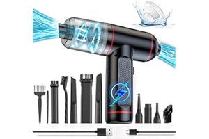 Bwaliffury Elettrico Rimuovi Polvere Aria Compressa Senza Fili, 3 Velocità Compressore Aria Portatile 50000 giri/min, USB Ricaricabile Spolverino Ad Aria Compressa con LED per Laptop, Tastiera, Auto