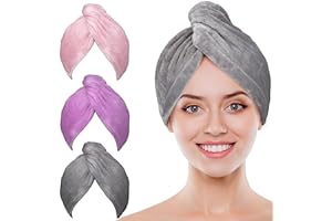 Rivenara POPCHOSE Microfiber Hair Towel Wrap Ultra Absorbent, Fast Drying Hair Turban Soft, No Frizz Hair Wrap Towels for Women Wet Hair, Curly, Longer, Thicker Hair