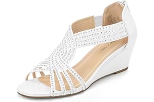 PIZZ ANNU Sandales Femme Été Compensées à Plateforme Escarpins Strass Sandale à Talon Compensé Mode Confort pour Soirée Mariage Chaussure EU 36-42