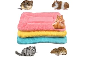 BUNDLEMALL Lot de 3 lits en polaire pour petit animal, chauds et moelleux, tapis de couchage pour chaton, lapin, chinchilla, écureuil, hérisson (taille S : 38 x 28, D)