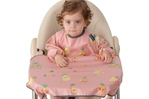 PewinGo Baberos Bebe Impermeables, Babero con Mangas se Adhiere a su Trona, Cómodos y Suaves para BLW Mess-6 meses a 3 años