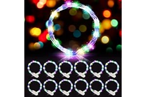 HOSSOM LED Lichterkette Batterie, Kupferdraht Lichterkette, 12 Stück 2m 20LEDs Mini Lichterkette, LED Micro Lichterkette, für Garten Party Weihnachten Halloween Hochzeit Beleuchtung (Mehrfarbig)
