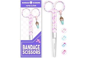 NURSE IS LOVE Mayo Ciseaux infirmiere, ciseaux infirmier bout rond | infirmiere accessoires avec motifs uniques à pansement compressif | lames aiguisées inox | idéal trousse de secours