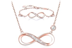 Billie Bijoux Bracciale collana in argento sterling 925 Set di gioielli placcati oro bianco Amore infinito Regalo per donna