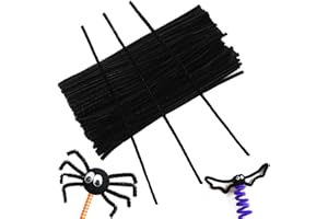 GCQQ 100Pcs Black Pipe Cleaners, 6mm*30cm Chenilles Stems Pipe, Chenille Crafts Pipecleaners for DIY & Cleaning