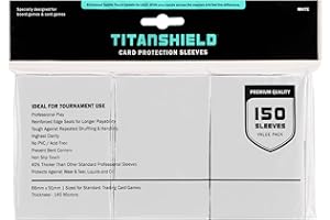 TitanShield (150 rękawów/białe) standardowy rozmiar koszulki na karty do wymiany kart planszowych ochraniacz talii do Magic The Gathering MTG, Pokemon